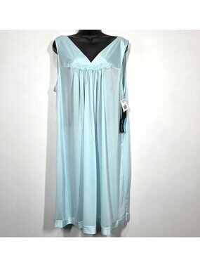 Vintage Vanity Fair Nightgown 1X Turquiose Blue Feminine Cottagecore Nightie NEW